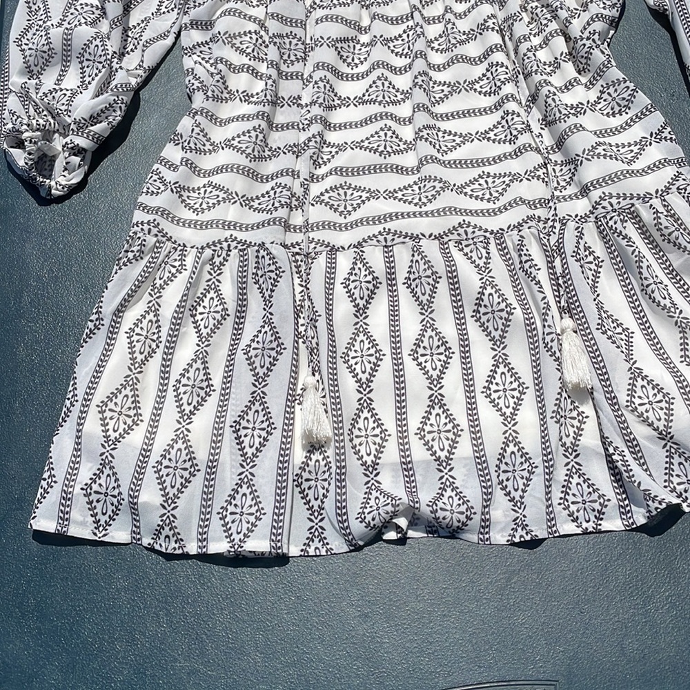 NWT FLYING TOMATO geo peasant dress S Ivory - Picture 4 of 12